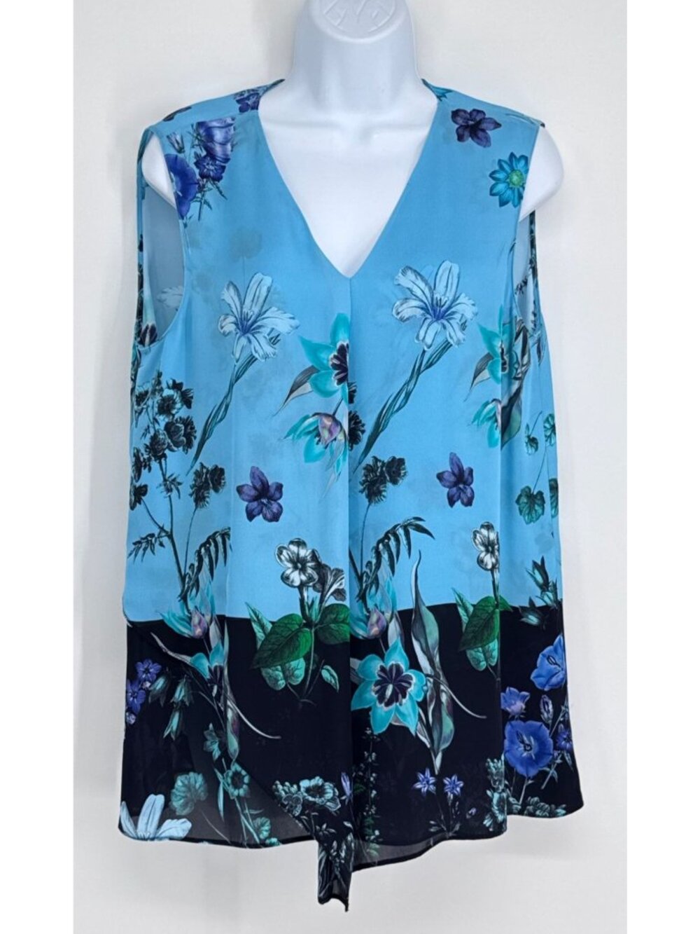 Carlisle 8 Floral Sleeveless Blouse Silk Whimsical Fairy Cottage Flowy